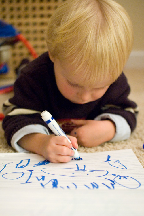 Drawing happy and sad people, although they all tend to wear smiles