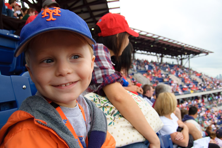 Excitedly eyeing a late-inning Mets comeback amidst a sea of Phillies fans 