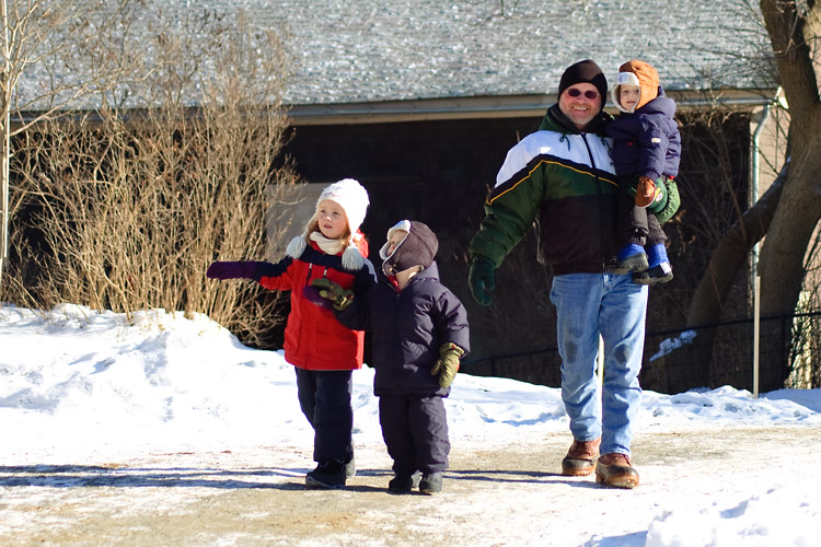 Braving the coldest day of the vacation with Grandpa