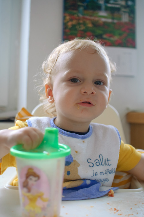 Nikola takes his messy place in history by becoming the third Souzek child to enjoy Baka's high chair