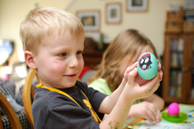 Ivan's first Easter egg design this year--'the face of a small child'