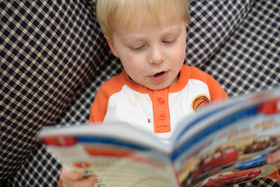 Reading the most important book in the world (Cars, of course)