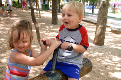 Biting off more than he can chew on the teeter-totter
