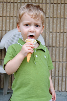Nikola was a quick study with the ice cream cone
