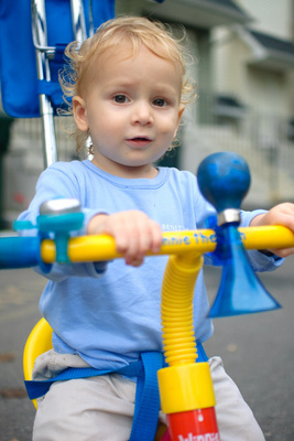 Becoming acquainted with his new wheels