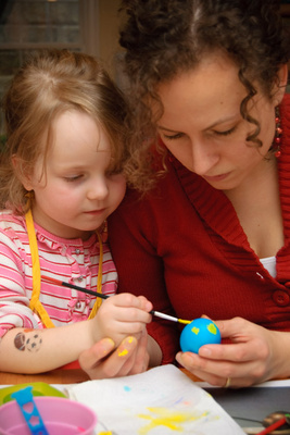 Diligence in painting Easter eggs runs in the family