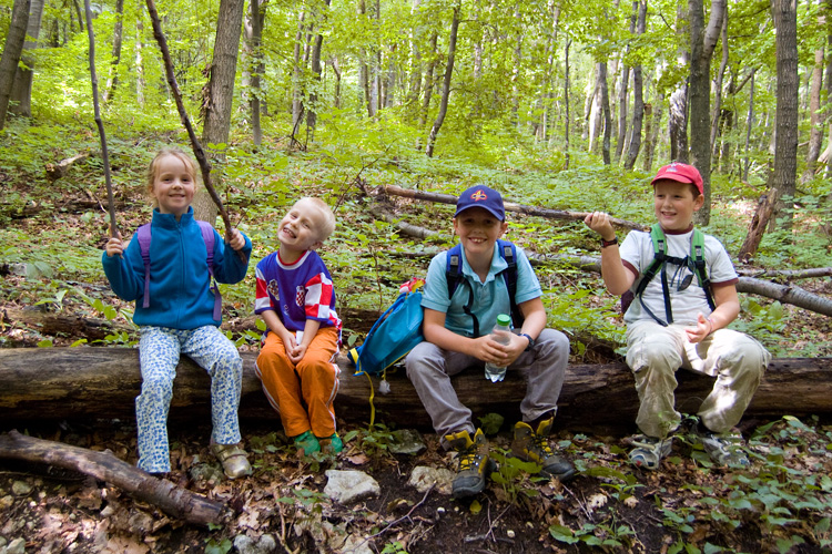 The hiking crew, with 'walking' sticks
