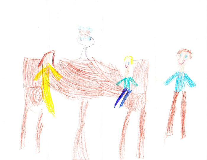 Veronika's birthday card, us eating birthday cake together