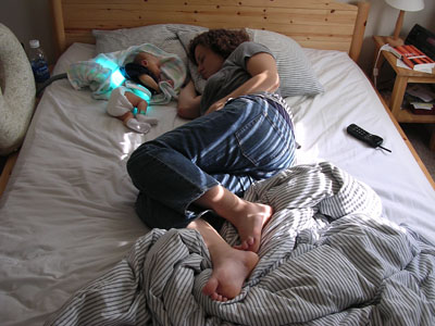 Mother and daughter taking a well-deserved nap