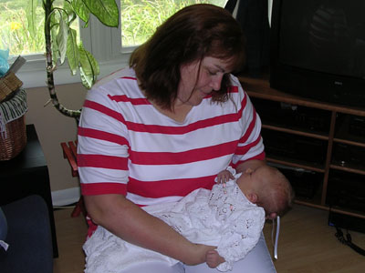 In Grandma's arms before the baptism
