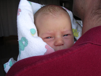 On dad's shoulder
