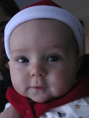 The first of a series of unbearably cute Santa hat photos